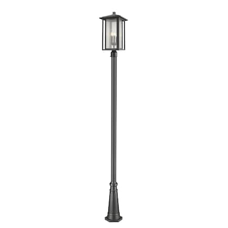 Z-Lite Aspen 3 Light Outdoor Post Mounted Fixture, Black And Clear Seedy 554PHXLR-519P-BK
